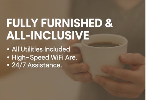 Close-up of hands holding a warm cup of coffee, representing the all-inclusive comfort of a fully furnished retreat.