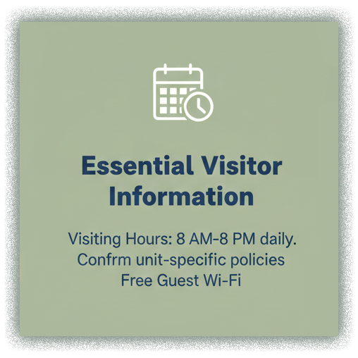 Banner summarizing visiting hours and hospital contact information for Los Robles Regional Medical Center.